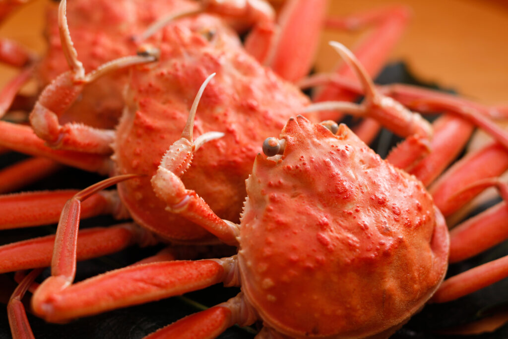 Steamed red king crab for meal on the table in restaurant